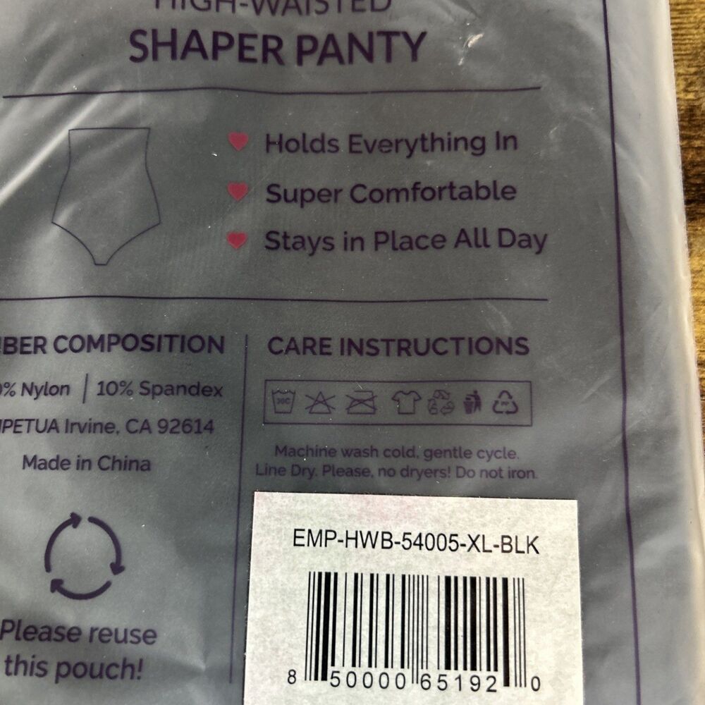 Empetua Womens XL High Waisted Shaper Panty Brief Set of 2 Black Seamless NWT - Picture 10 of 12